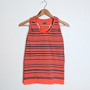 Athleta Orange & Grey Striped Racerback Tank M EUC